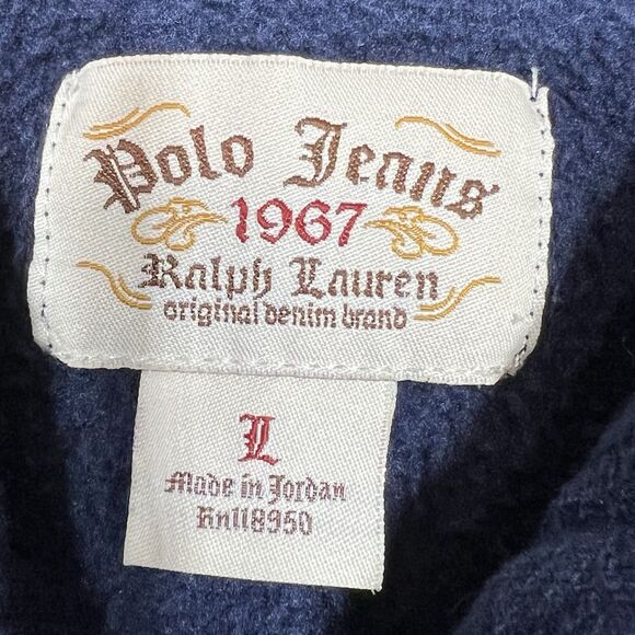 VTG Polo Jeans Ralph Lauren 1967 Zip Hoodie Sweatshirt Navy Large Y2K Graphic - Picture 11 of 13